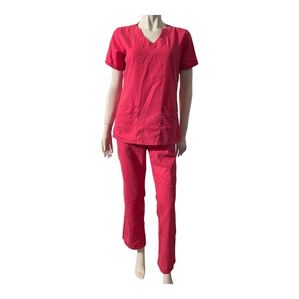 New BUTTER-SOFT Scrub Set Pink XS 4 pocket Scallop Neck 4-Pocket Elastic Waist